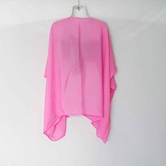 Sale! Hot Pink Gauze Kimono Cover Up, Spring Tops - Picture 4 of 5